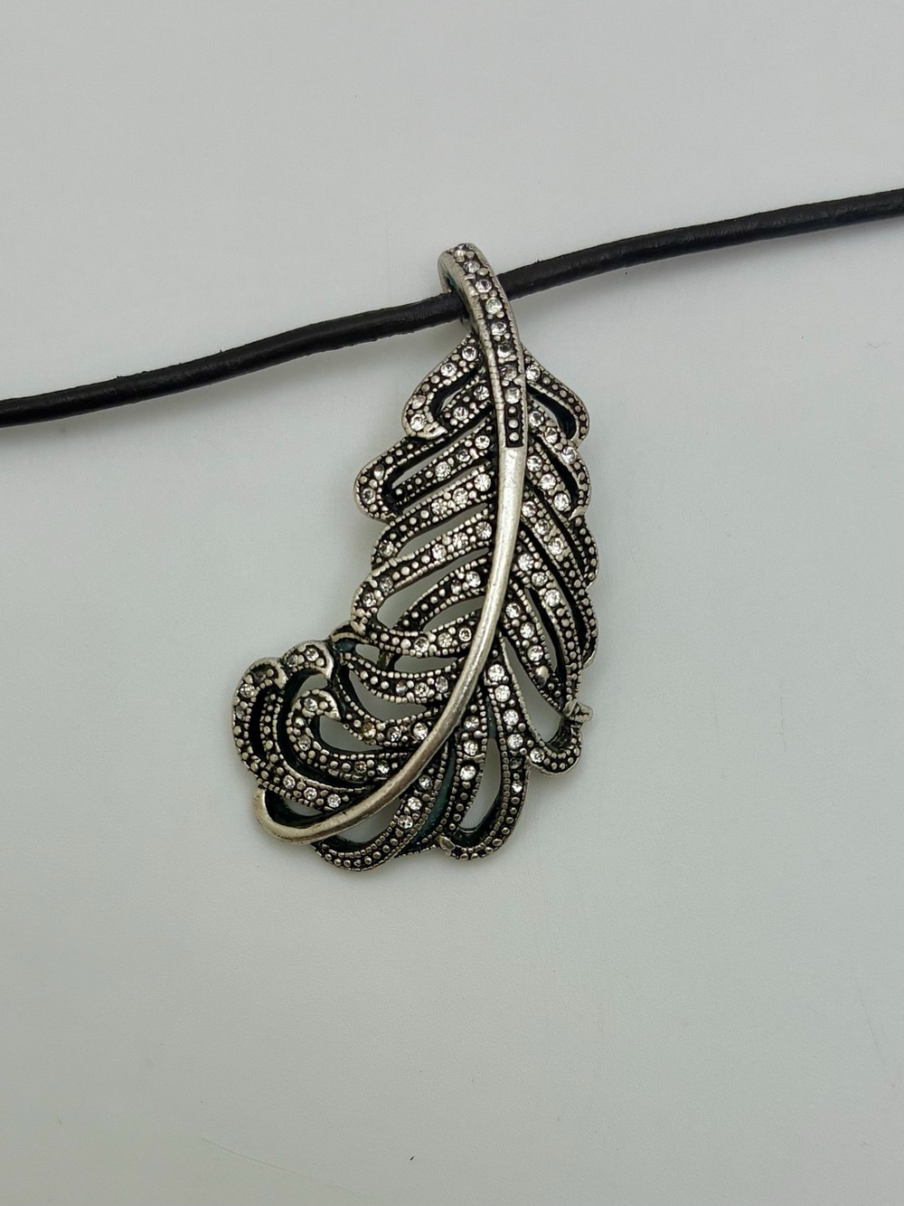 Vintage Feather marcasite  Fossil Necklace